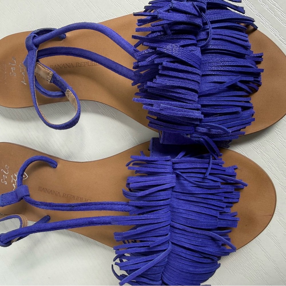 Banana Republic Royal Purple Fringe Flat Sandals